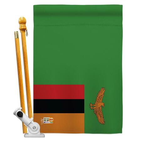 COSA 28 x 40 in. Zambia Flags of the World Nationality Impressions Decorative Vertical House Flag Set CO4124721
